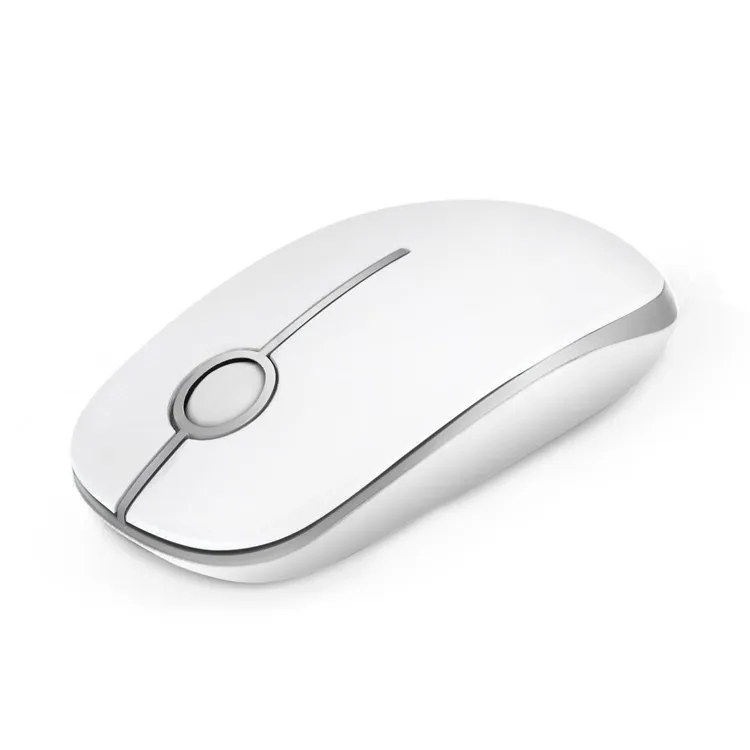 

Portable Mini Optical Mouse with 2.4G USB Receiver Noiseless Mice White Silver Slim PC Laptop Computer Mouse Wireless Mouse