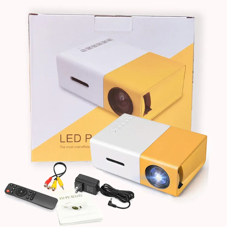 

Portable Mini Projector Pocket Home Theater Cinema 3D HD LED Projector 1080P AV USB YG300 projector, Yellow