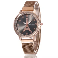 

4072 Luxury Diamond Rose Gold Women Watches Tower Magnetic Mesh Ladies Quartz Wrist Watch For relogio feminino montre femme