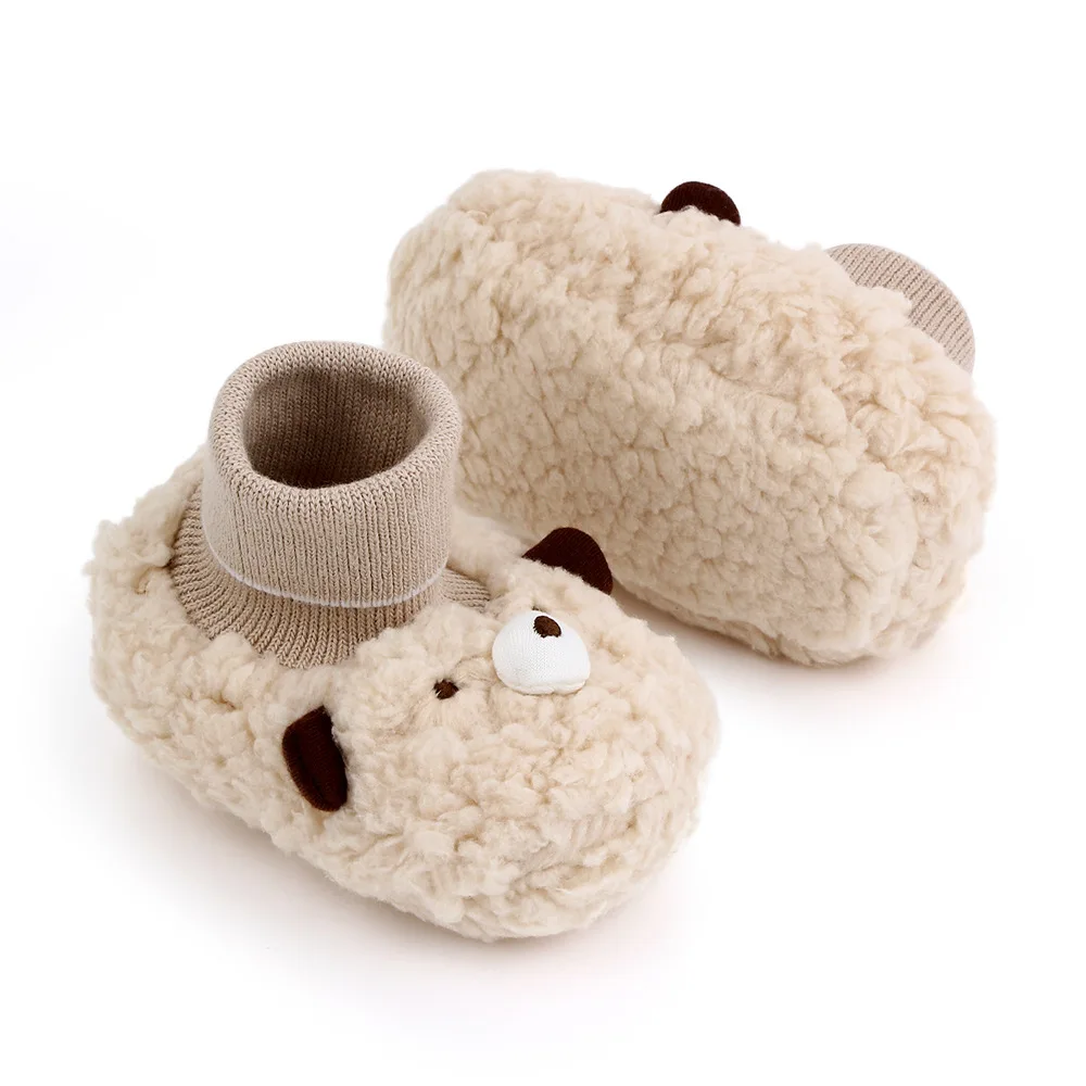 

New Arrival Fall Winter USA Hot Sale Footwear Wrap Booties Curly Teddy Woolen Stock Newborn Baby Shoes, 3 colors