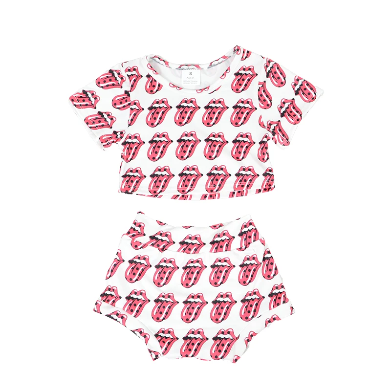 

Kids Boutique Outfit Baby Girls Clothes Summer Printing 2PCS Sets Crop Tops+Shorts Outfits Girls Clothing Set