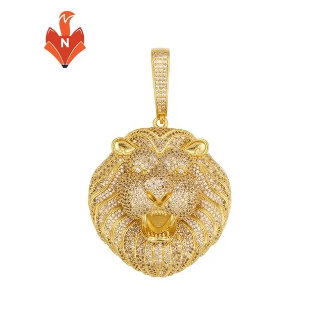 

AJ007-PE fashion hip hop design 18k gold pendant designs men jewelry sets iced out cz lion pendant for jewelry vendor, White gold, rose gold, 18k yellow