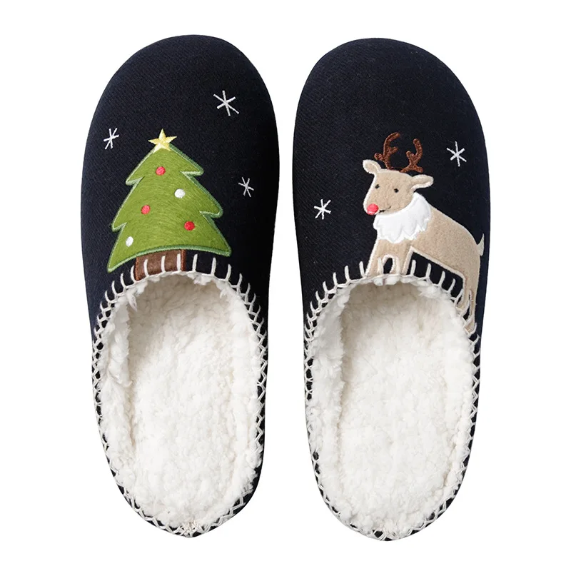 

Christmas Plush Slippers Winter Women Slipper Warm Slipper Indoor, Red,black