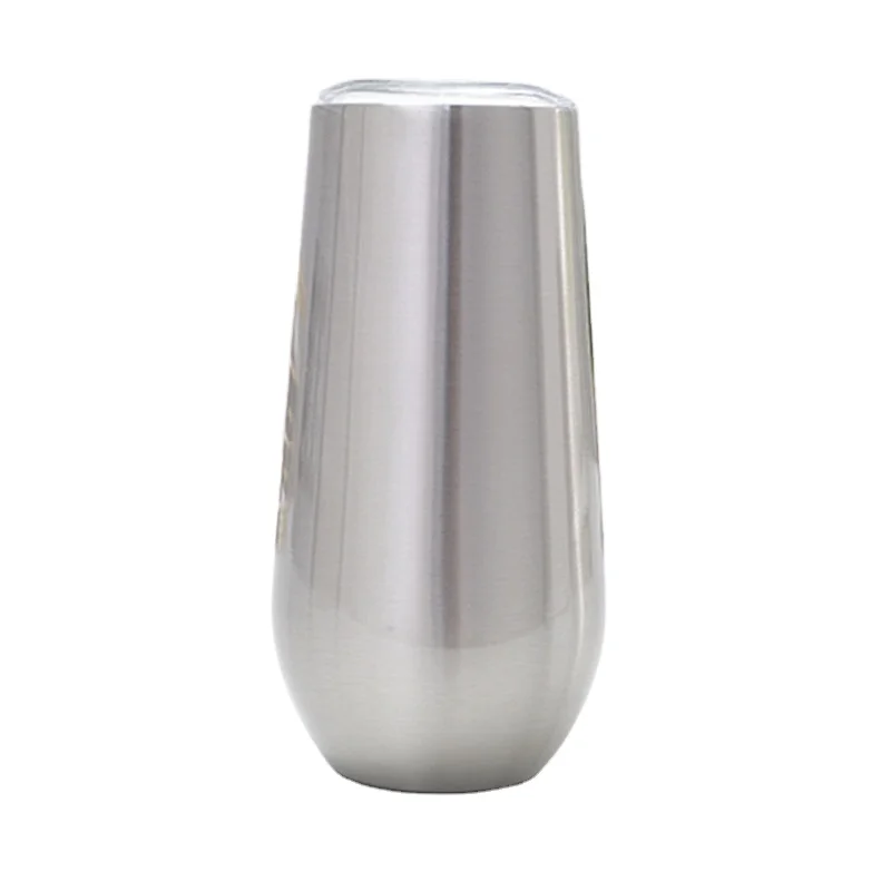 

6oz stainless steel eggshell cup outdoor vacuum red wine glass U-shaped champagne vacuum flask, Black, white, red, blue, pink. golden, steel color