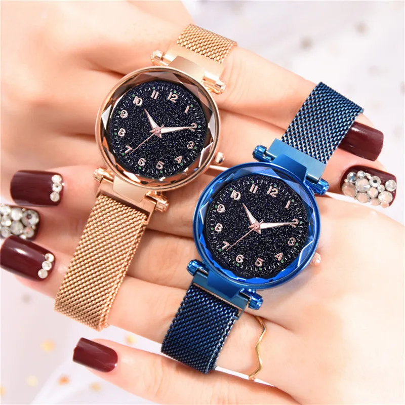 

Hot Sale Luxury Women Watches Fashion Relogio Feminino Reloj Mujer Crystal Magnet Starry Sky Buckle Wristwatch Alloy Watches