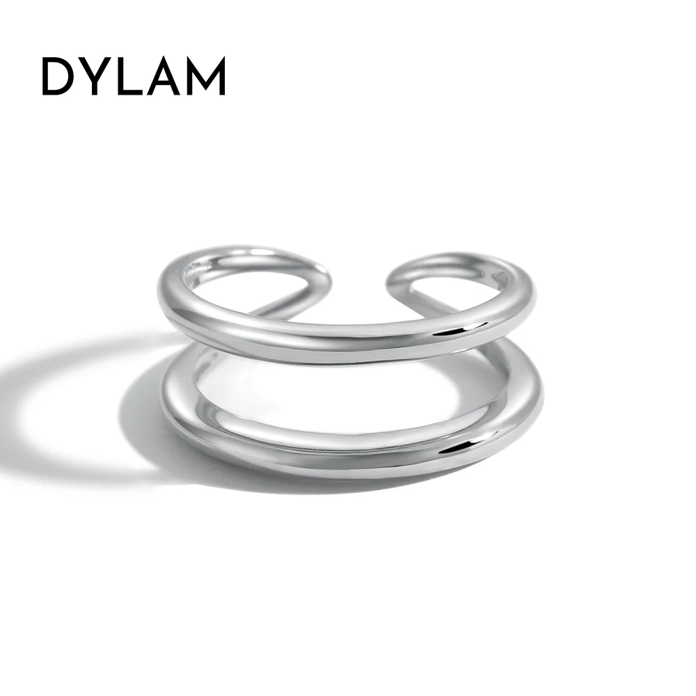 

Dylam Minimalistic Double Circle Bulk Sale Chunky Dainty Jewelry Platinum Retainer Cuff Free Size Silver Ring