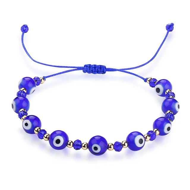 

Handmade Rope Braided Crystal Bead Bracelet Amulet Turkish Nazar Evil Blue Eye Bracelets for Women