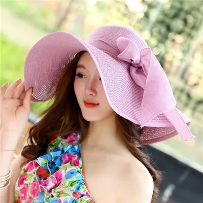 

2022 Summer Beach Chapeau Femme Visor Sun Hat Wide Brim Bowknot Floppy Colorful Straw Hats Sombreros Women