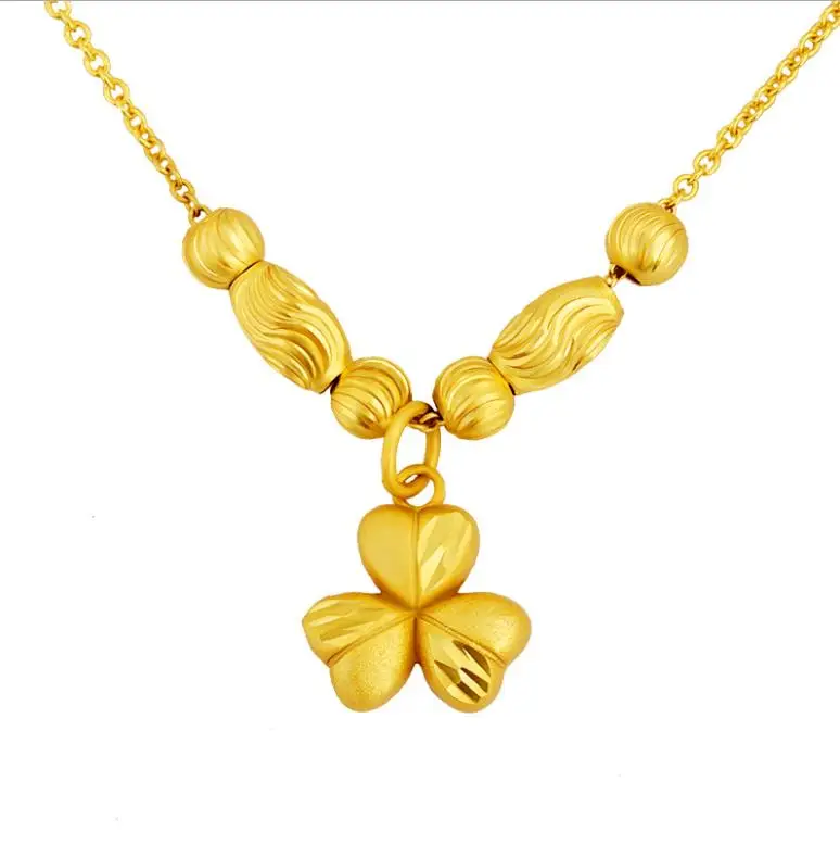 

heart flower 24k gold chain FREE SHIPPING female 24K solid GOLD plated girl necklace 24k gold necklace brass gift