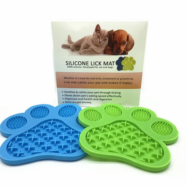 Anxiety Relief Dog Footprint Shape Slow Feeder Silicone Pet Licking Mat
