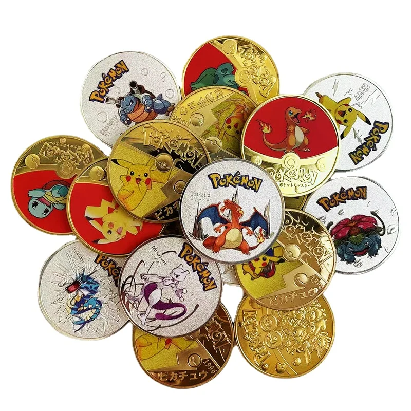 

36 type Poke-mon Pikachu Monster Gold Plated Coin Collectible Japanese Original Silver Anime Challenge Coins New Year Gift