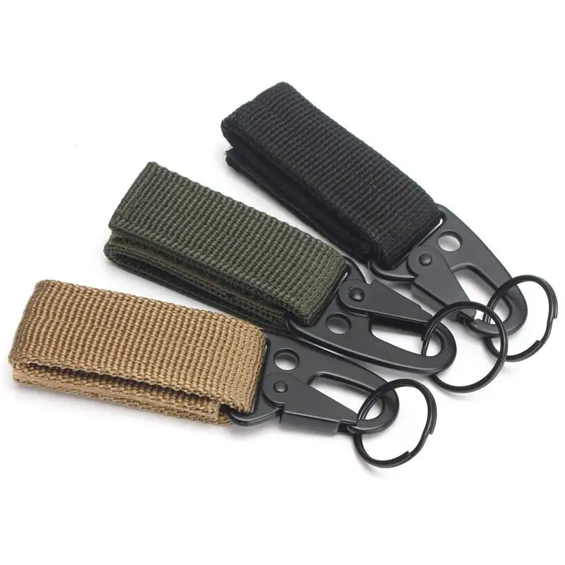 

Camping climbing accessories Tactical nylon Hang buckle Metal carabiner with key ring