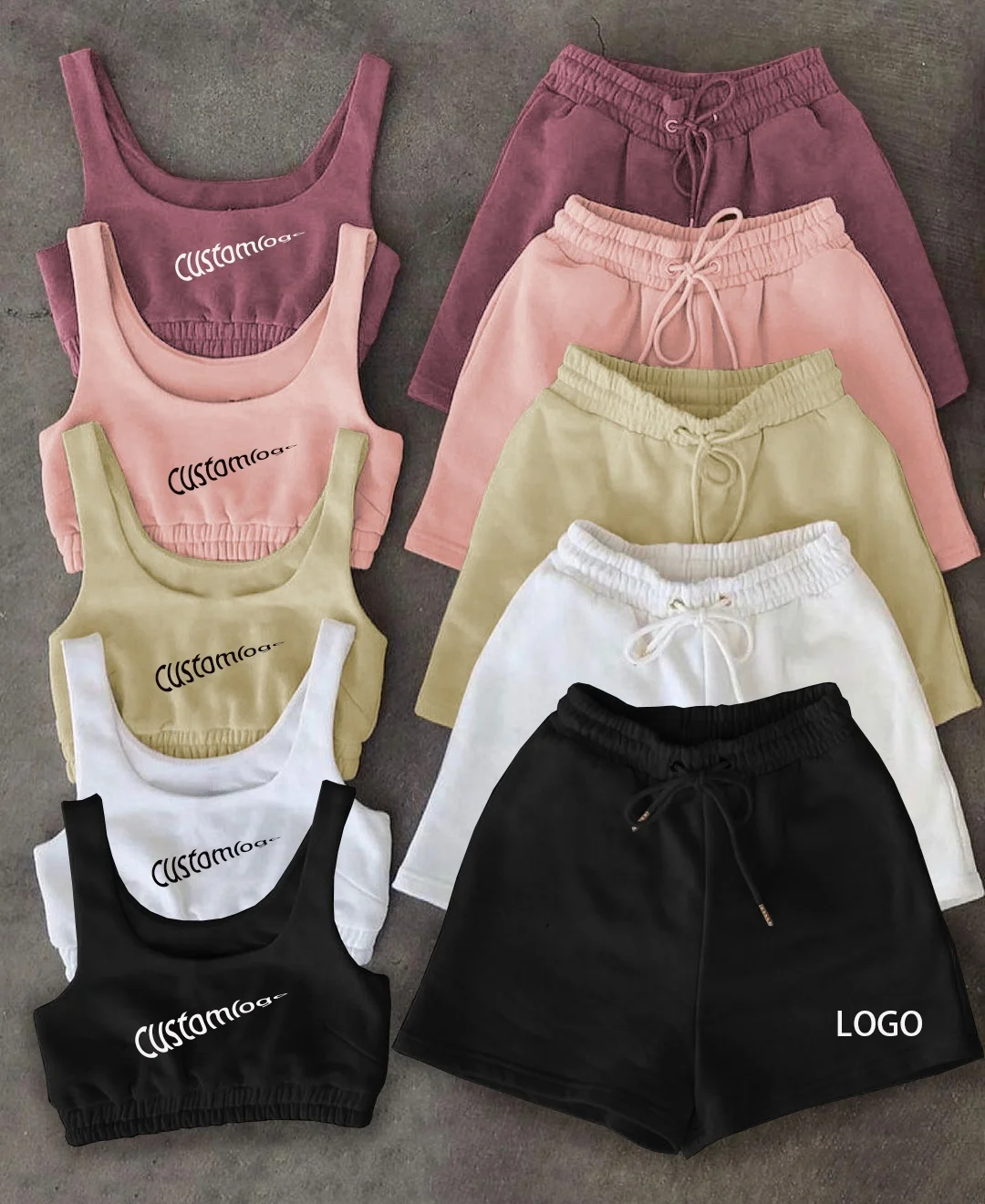 

2021 summer brands logo women joggers tracksuits causal summer shorts 2 piece sets crop top women's jogging two piece pants set