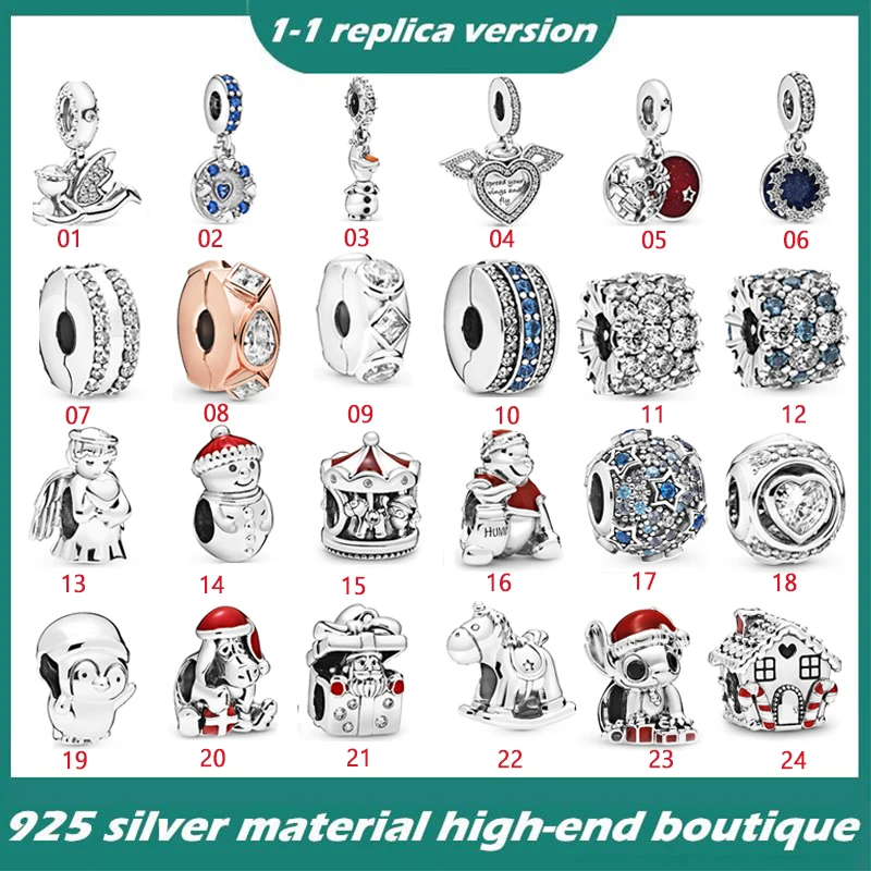 

925 Sterling Silver Angel Wings Charm Stitch Christmas Series Beads Suitable for Original Bracelets