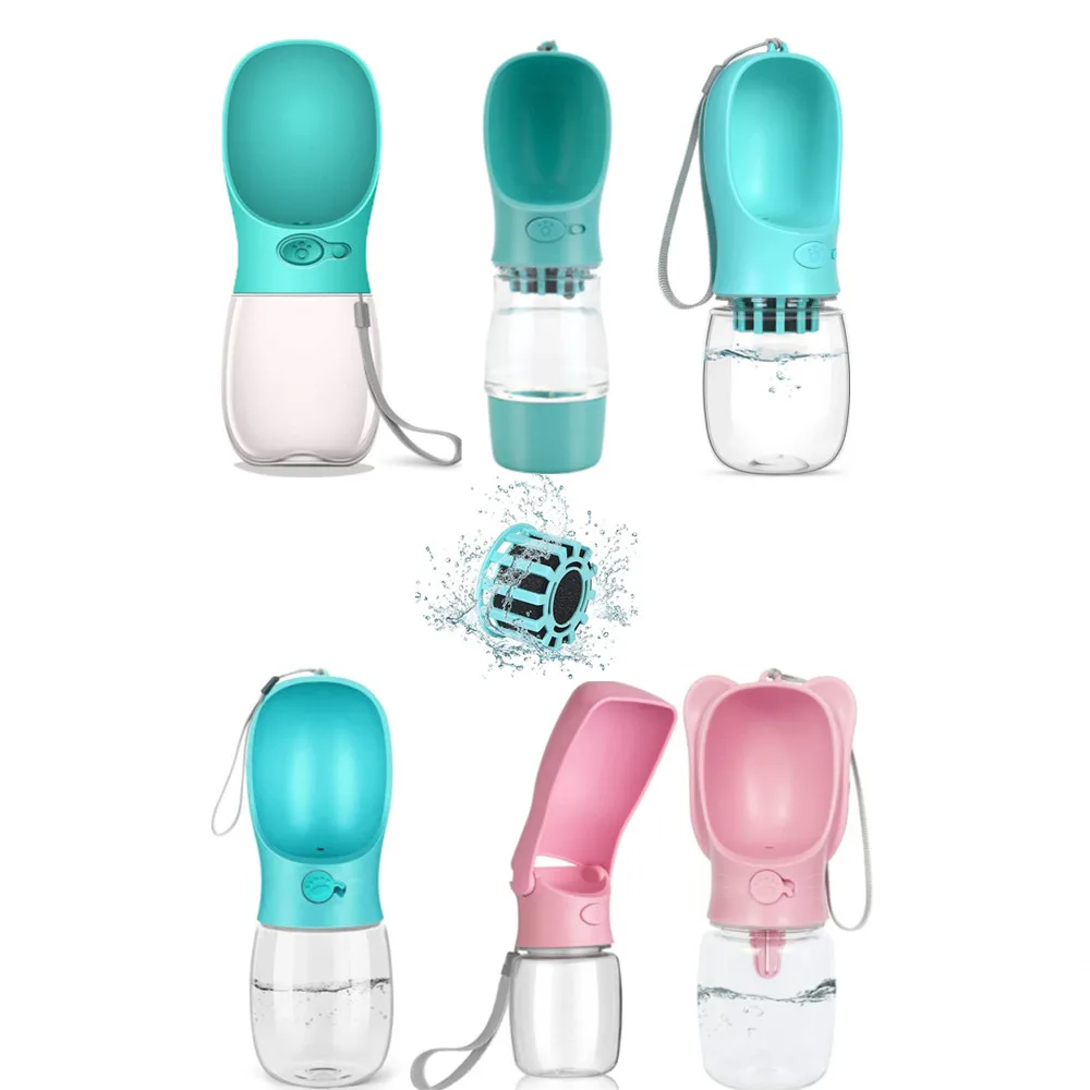 

RTS Factory Wholesale 12/19oz 5 Types Running Outdoor Portable Plastic Pet Dog Drinking Water Bottle Feeder, Blue/pink/white