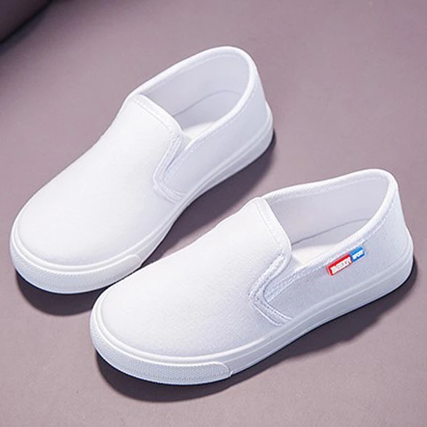 

Best seller kids slip on canvas shoes soft flat children's casual shoes for ages 3-12 years