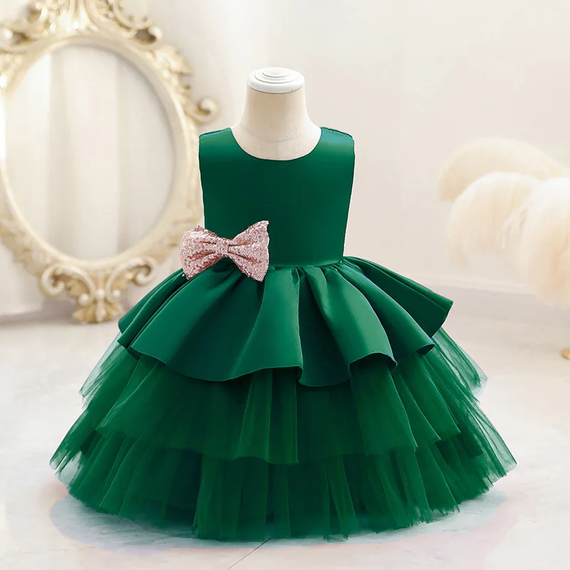 

BDD61 Three layers Baby Girl Birthday Dresses Noble Backless Kids Clothes Fluffy Girls Princess Dresses, Onion,maroom,mint,white,sky blue