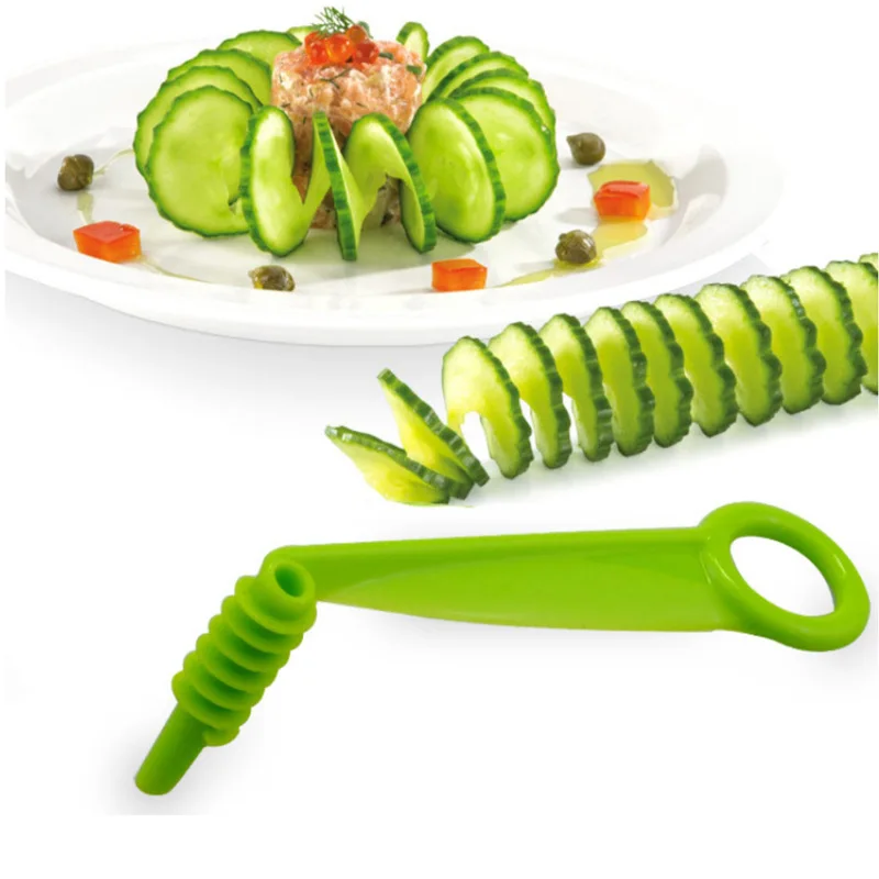

Spiral Cutter Hand Cut Potato Rolls Rotating Potato Tower Knife String Household Cucumber Spiral Slice Kitchen Accessories MZL