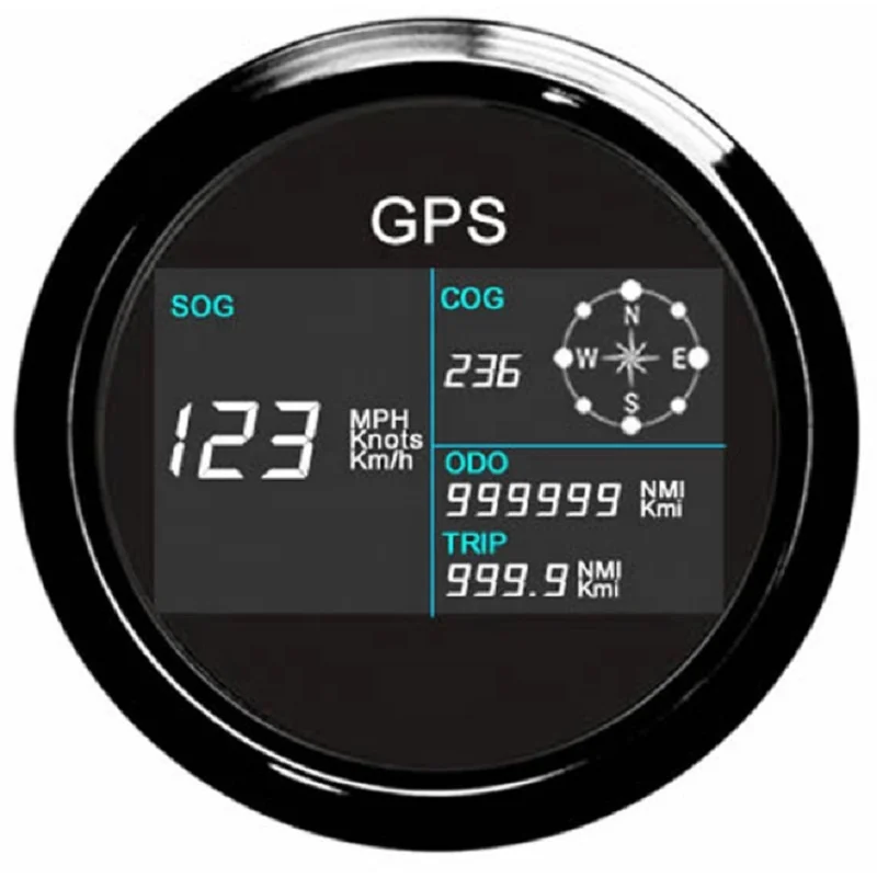 

85mm Marine Boat Motorcycle Digital GPS Speedometer Tripmeter Odometer With 7 Colors Backlight, Bn