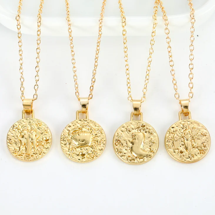 

jialin jewelry 2020ins wholesale gold plated 12 zodiac pendant necklace