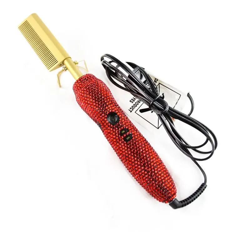 

hair bling hot comb hair straightener, custom rhinestone hot comb electric