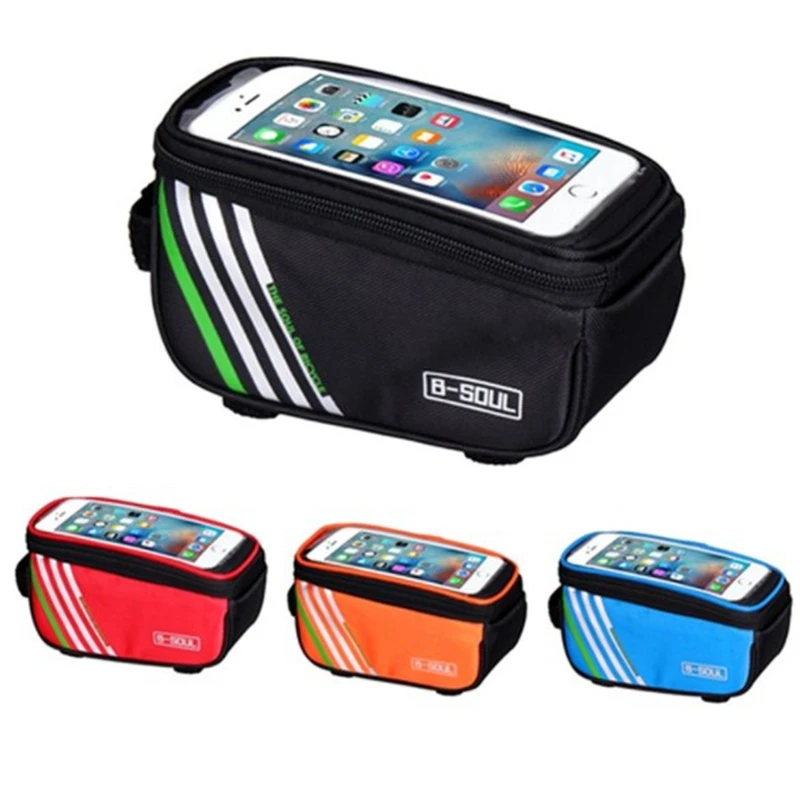 

Mobile Phone Touch Screen Cell Phone Case Outdoor Bicycle Bag Polyester Handlebar Bag Bike Phone Bag, Black/orange/red/blue
