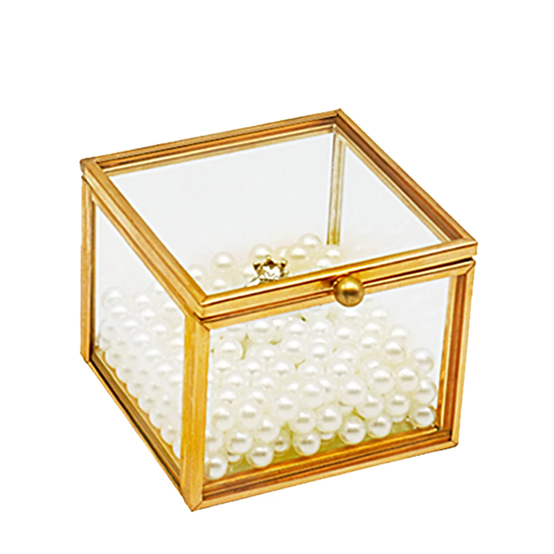 

Gold Jewelry Display Box Custom Wholesale Glass Metal Storage Box Packaging Gift Ring Jewelry Boxes Amazon Hot Sale