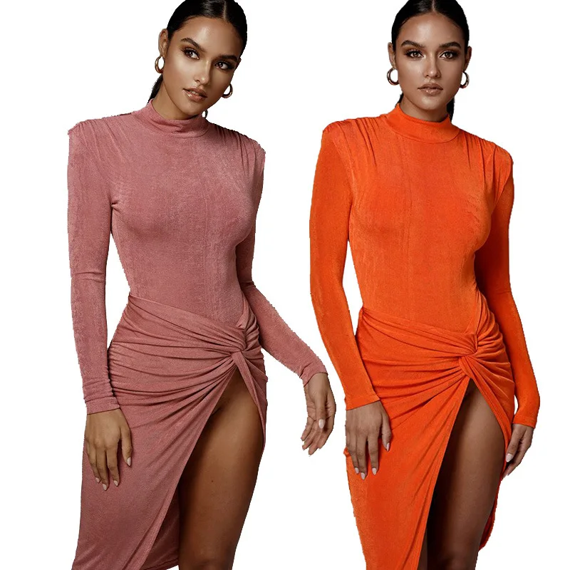 

High Quality Stylish Sexy Dresses Corset Pleated Dress Clothing Dresses Women Bodycon, Orange/pink