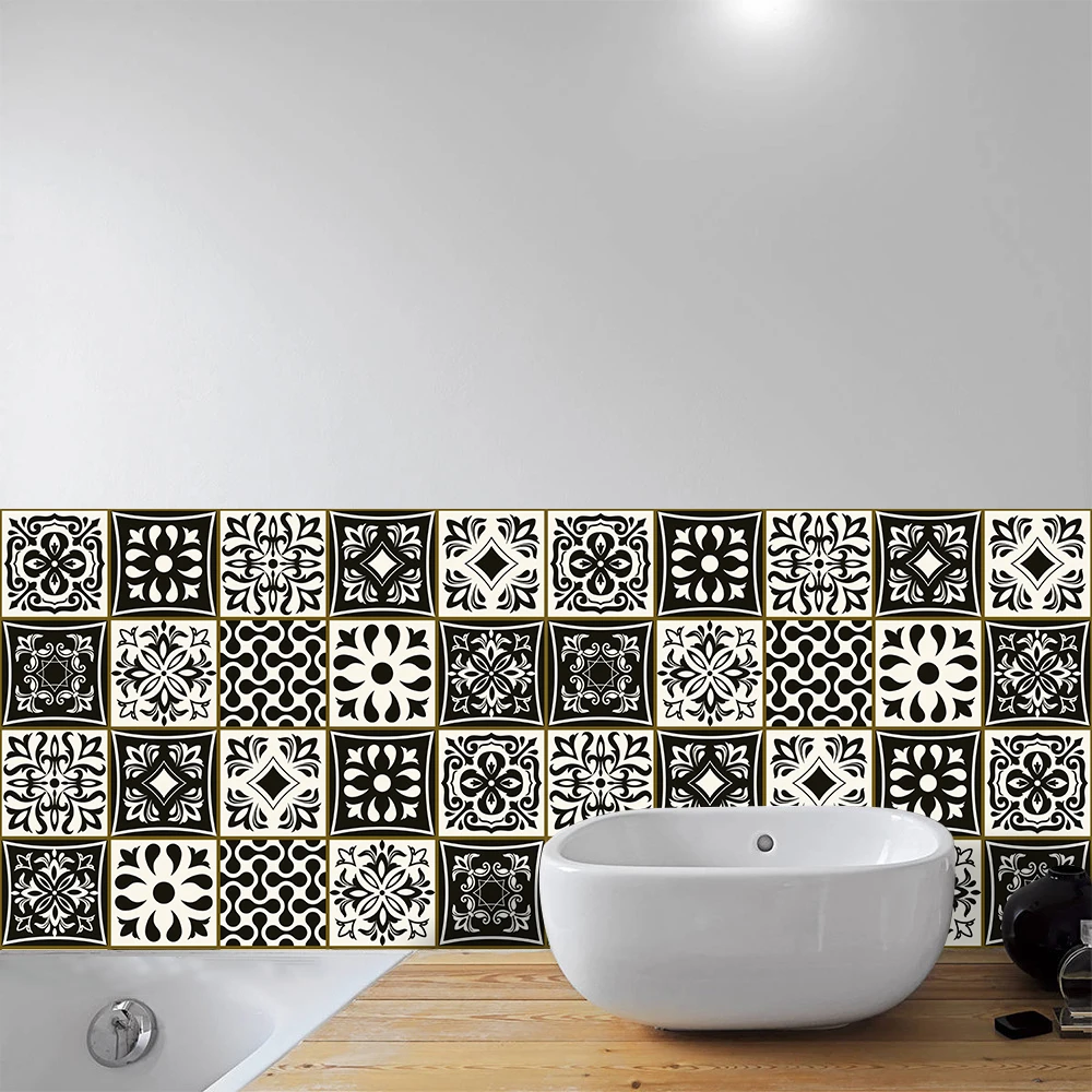 

10pcs 30cm Classic Crystal Hard Film Tile Sticker Home Kitchen Bathroom Decor Wall Stickers Self-adhesive Removable Wallpaper
