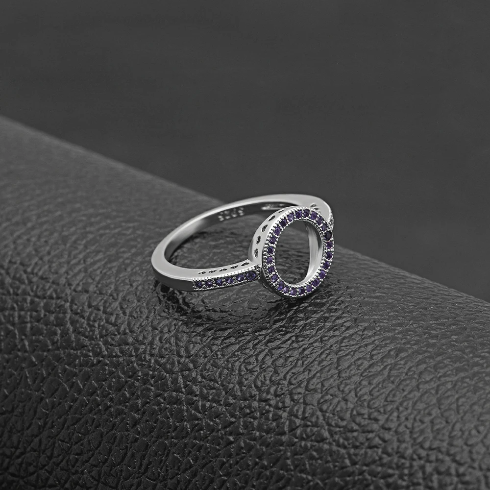 结婚戒指新款空心圆形奢华设计锆石电镀爱银