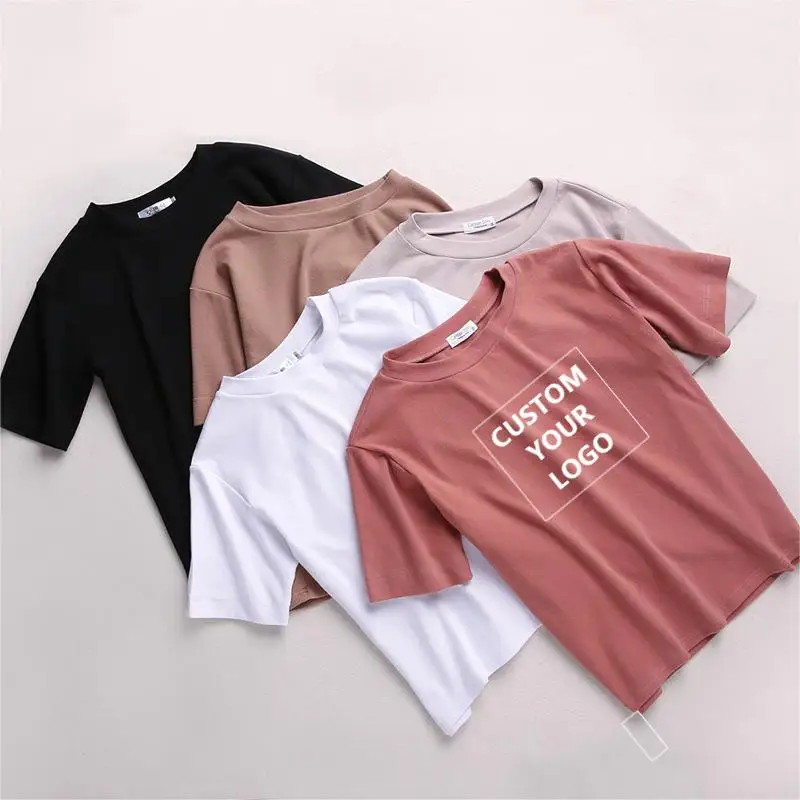 

2022 New Arrival Custom Logo Summer T Shirt Women Fashionable Slim Fit Blank Crop Top T-shirt Tank Top Tshirts, Any colors