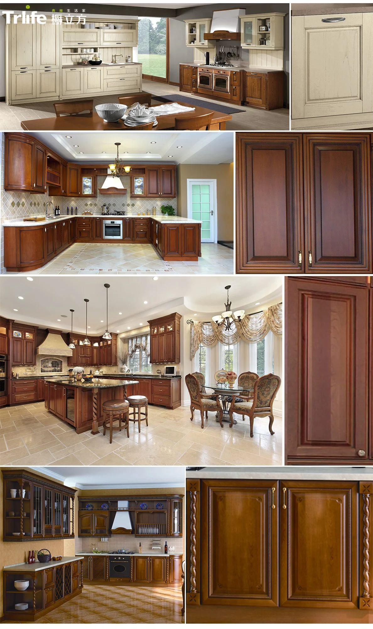 High quality classic cabinet door solid wood L-shaped U-shaped kitchen sink and cabinet