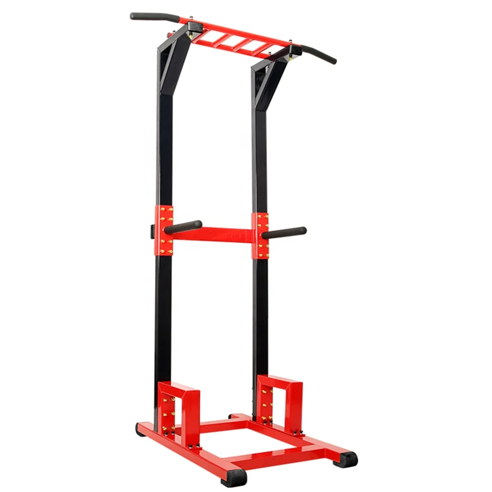 

Wellshow Sport Hot Sale Home Gym Fitness Station Adjustable Power Tower Push Up Bar Dip Stand Upper Body Workout, Red,white,black