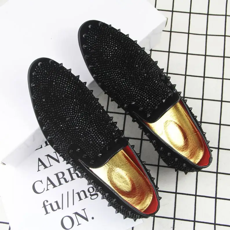 

Men Leather Business Shoes Pointed Leisure Footwear Formal Office Oxford Casual Loafers Slip-on Moccasins crystal decoration