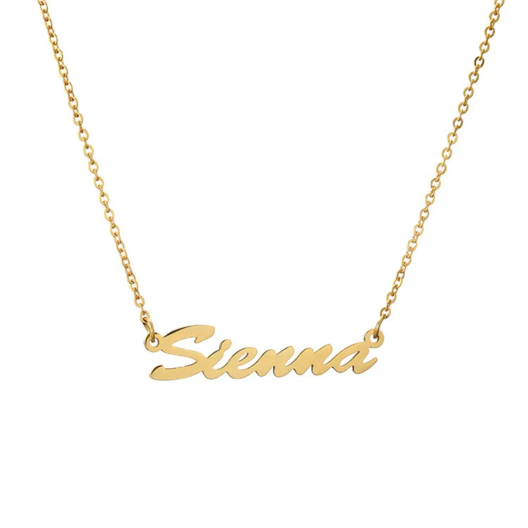 

2020 Personalized 18K Arabic Year Number Letter Name Plate Customize Pendant Necklace With Figaro Chain Vendors Custom Gold Neck