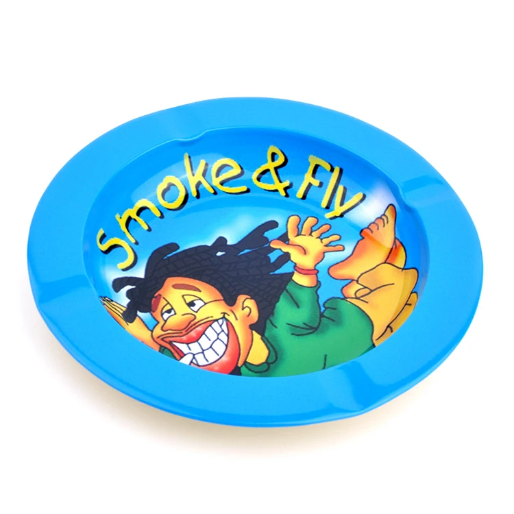 
wholesale new cheap outdoor custom logo round smoking dry herb patio smoke ashtray customized mini tin metal ashtrays 