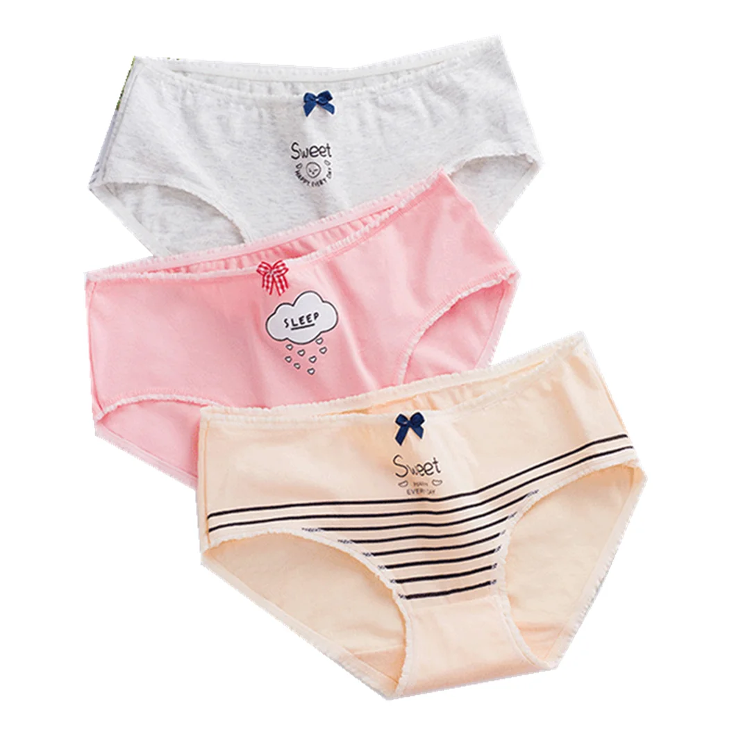 Girls Cotton Underwear Cute Pattern Soft Breathable Briefs Women