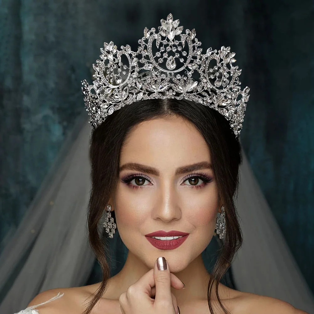 

European and American Bride Crown Royal Style Big Crown Luxury Bride Crystal Hair Accessories