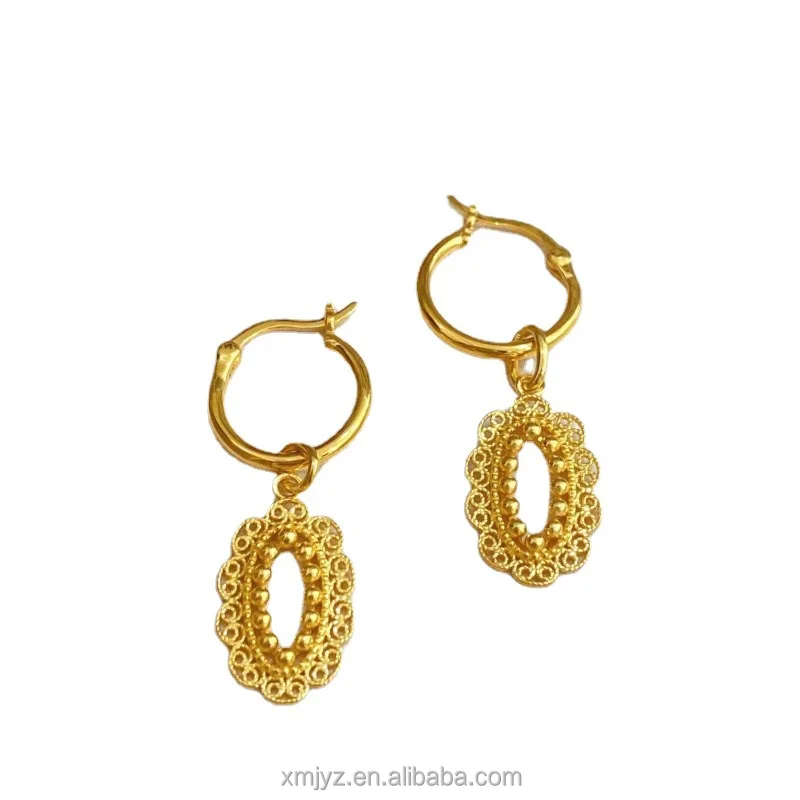 

Certified In Stock Wholesale 5G Golden Wings Earrings New Pure Gold 999 Geometric Ear Studs 24K Pure Gold Tassel Earrings