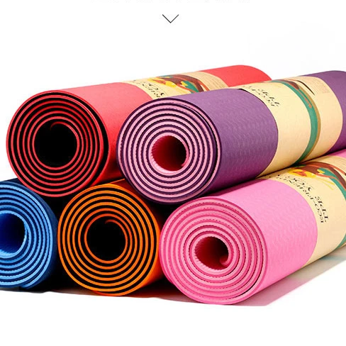 

Thick tpe eco friendly yoga mat home fitness dance exercise mat single and double color 6mm flat support mat, Customized