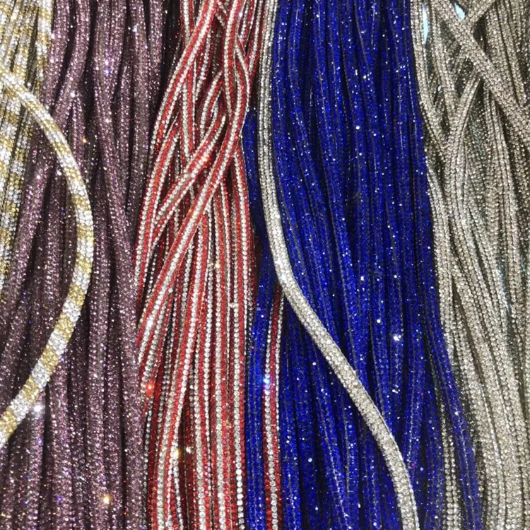 

Luxury crystal rope trimming rhinestone tube for shoes decoration