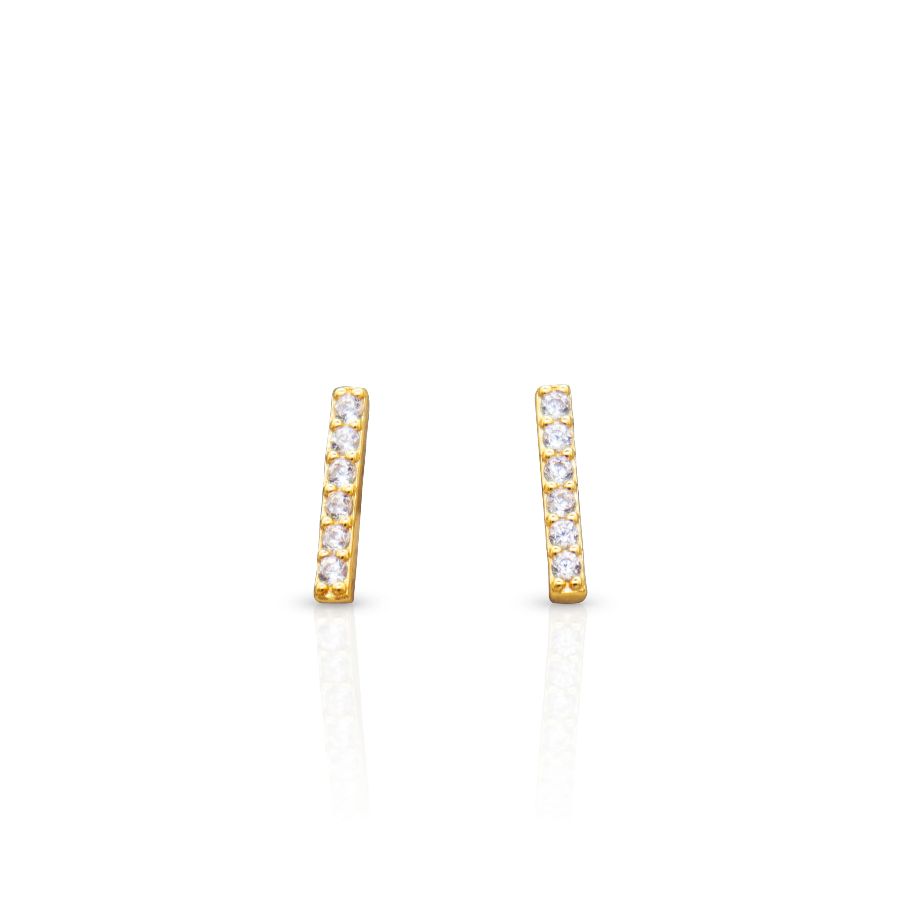 

Chris April Square strip single row bling 925 Sterling Silver Stud zircon Earring