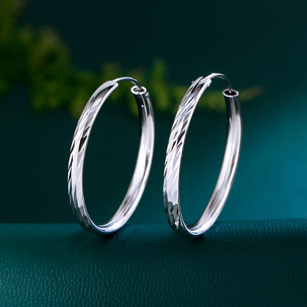 

Trendy Simple Gold Silver Jewelry 925 Sterling Silver Loop Large Circle Hoop Earrings for Women