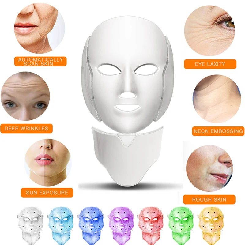 

Beauty LED facial mask phototherapy,7-color skin regeneration treatment LED photon facial mask light facial skin care anti-aging