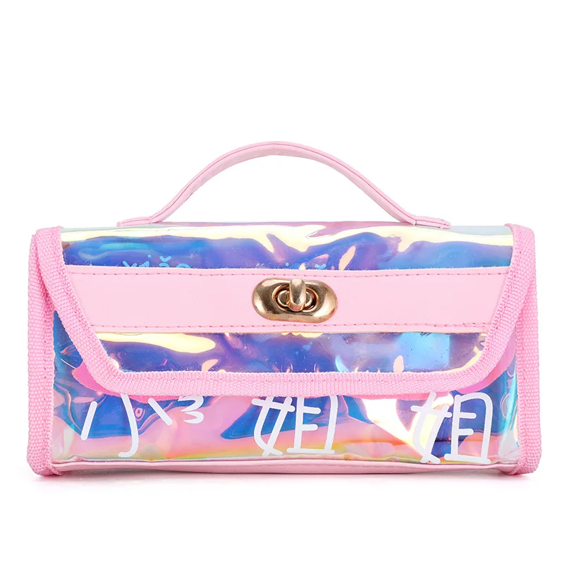 

Fashion Laser Pencil Case Cosmetic Bags Women Tassel Makeup Bag Transparent Long Design Waterproof Makeup Organizers, Pink/blue/purple/can as your color