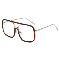 

Trendy Plain Mens Reading Glasses Women Metal Arm Vintage Double Bridge Girls Optical Glasses