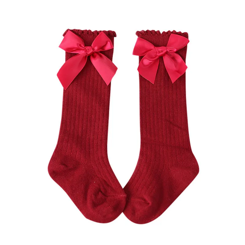 

lyc-3073 Boutique Girls Knee High Ribbon Bow Socks