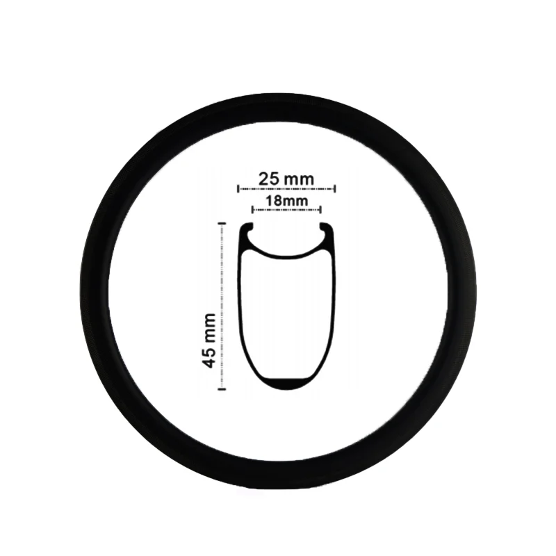 

TB2342 UNC 700c carbon rims 45mm disc brake original natural carbon surface Ultralight rims, Black