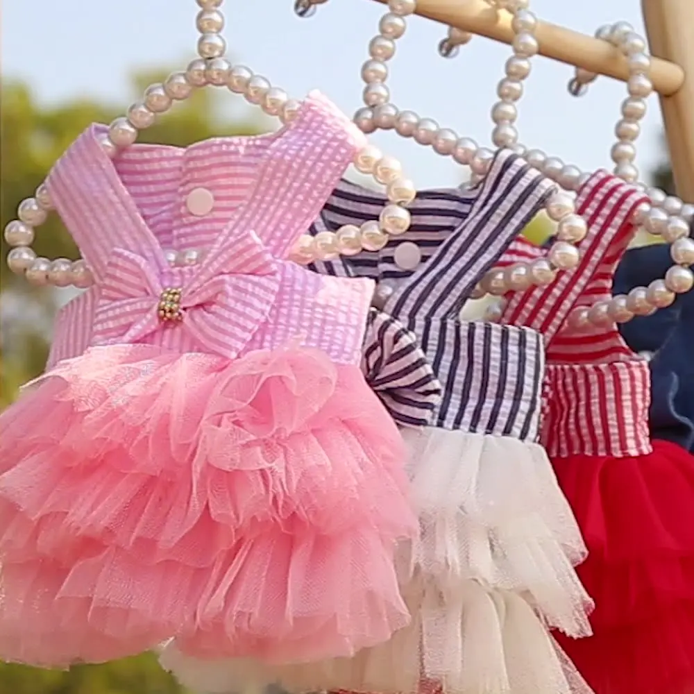 

2022 Hot Selling Summer Lovely Apparel Accessories Suspender Mesh Skirt Dog Striped Princess Dress Skirt, As show