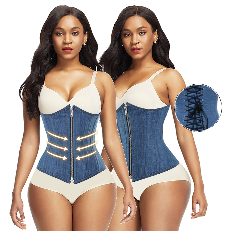 

New Back Adjustable Lacing Up Bule Steel Boned Corsets And Bustiers Fashion Corset Top, As show